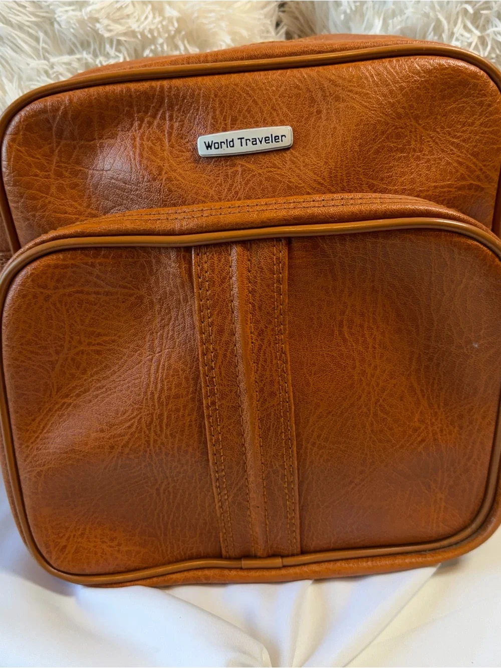 Tan Messenger Bag with Front Zip Pocket